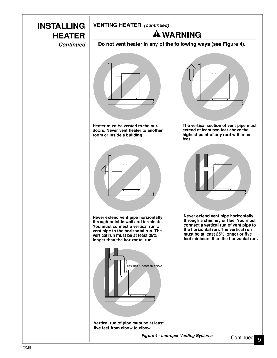 Desa CGB50N, CGB35N installation manual Venting Heater, Do not vent heater in any of the following ways see Figure 