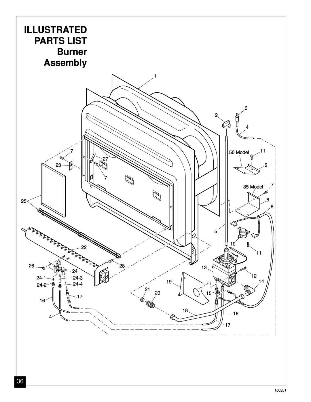 Desa CGB35N, CGB50N installation manual Illustrated, Parts List, Burner, Assembly 