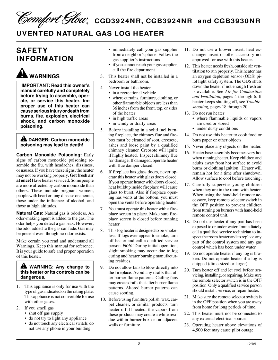 Desa CGB3930NR, CGB3924NR installation manual Safety Information 