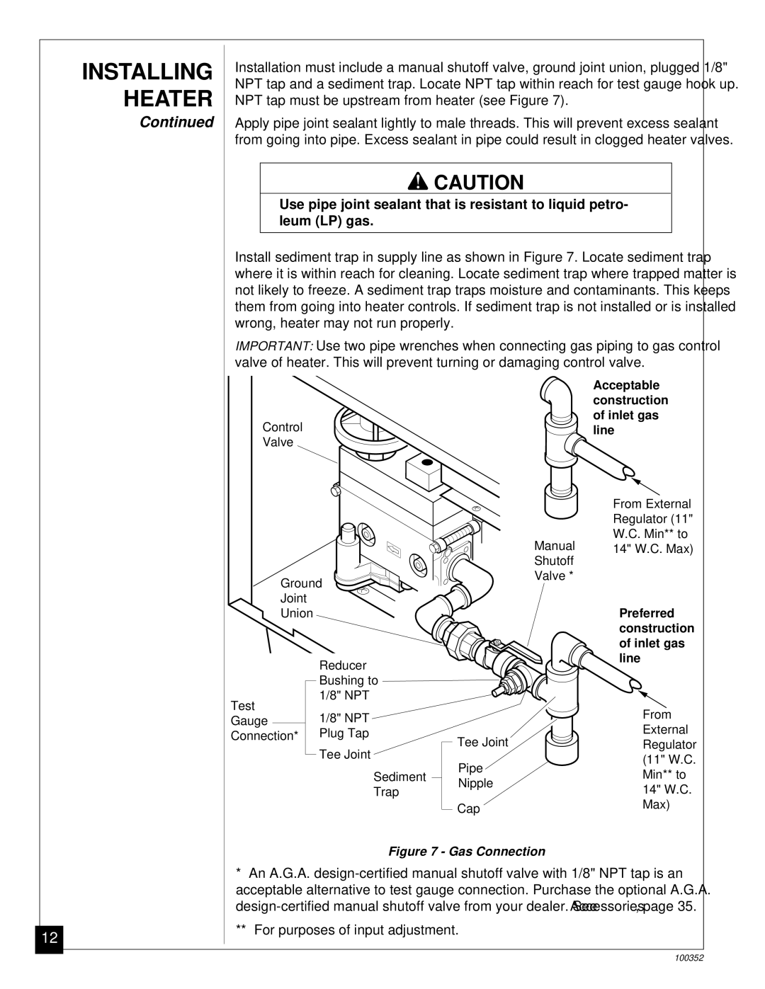 Desa CGB50P, CGB35P installation manual Gas Connection 