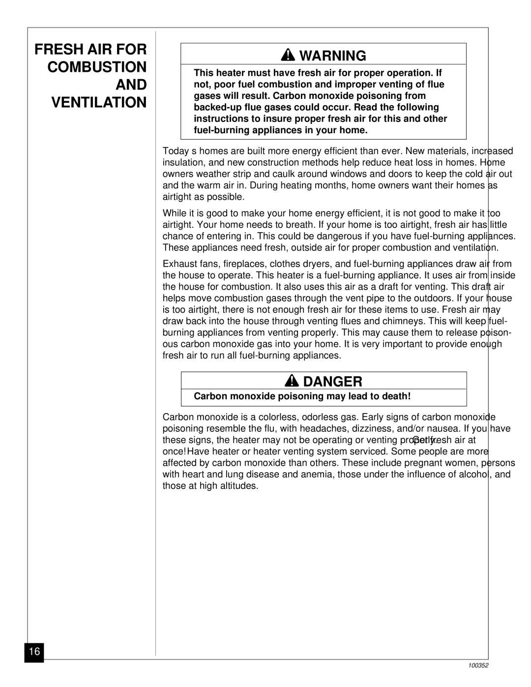 Desa CGB50P, CGB35P installation manual Fresh AIR for Combustion and Ventilation 