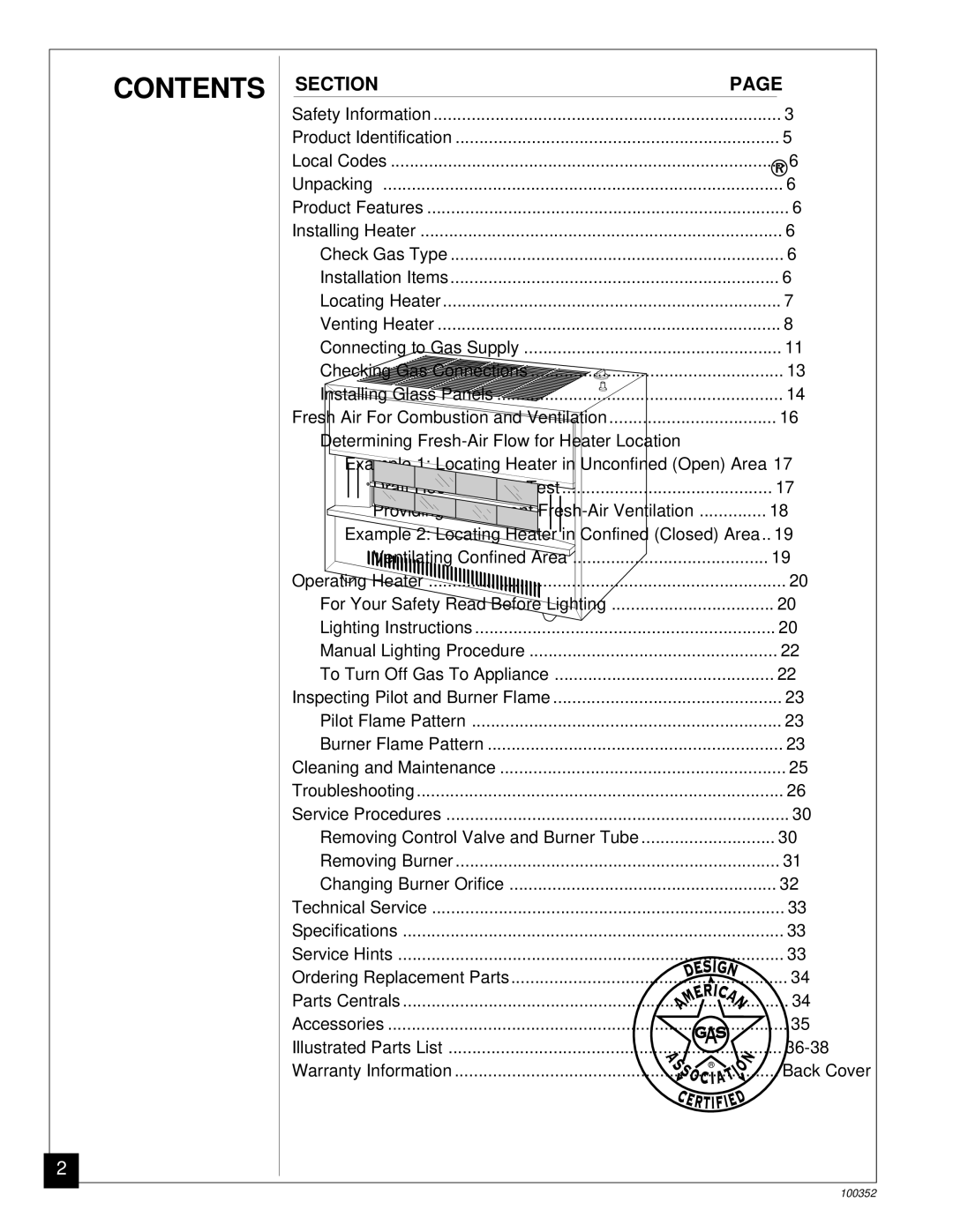 Desa CGB50P, CGB35P installation manual Contents 