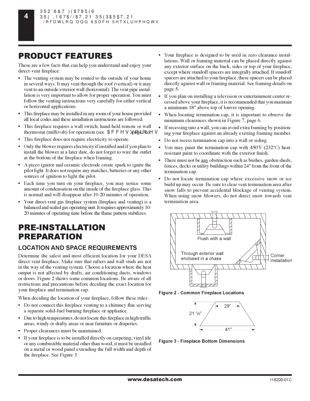 Desa (V)VC36P, CGCDV36NR installation manual Product Features, PRE-INSTALLATION Preparation, Location and Space Requirements 