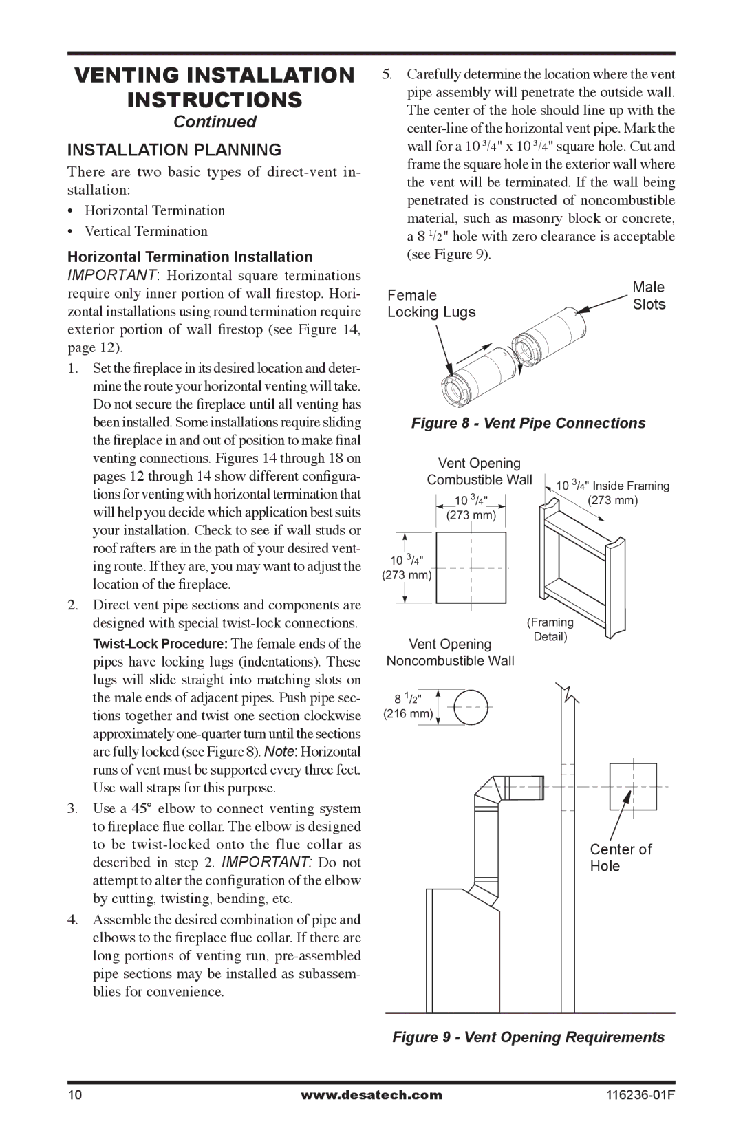 Desa CGCDV42NR, CGCDV42PR, VC42N, VC42P installation manual Installation Planning 