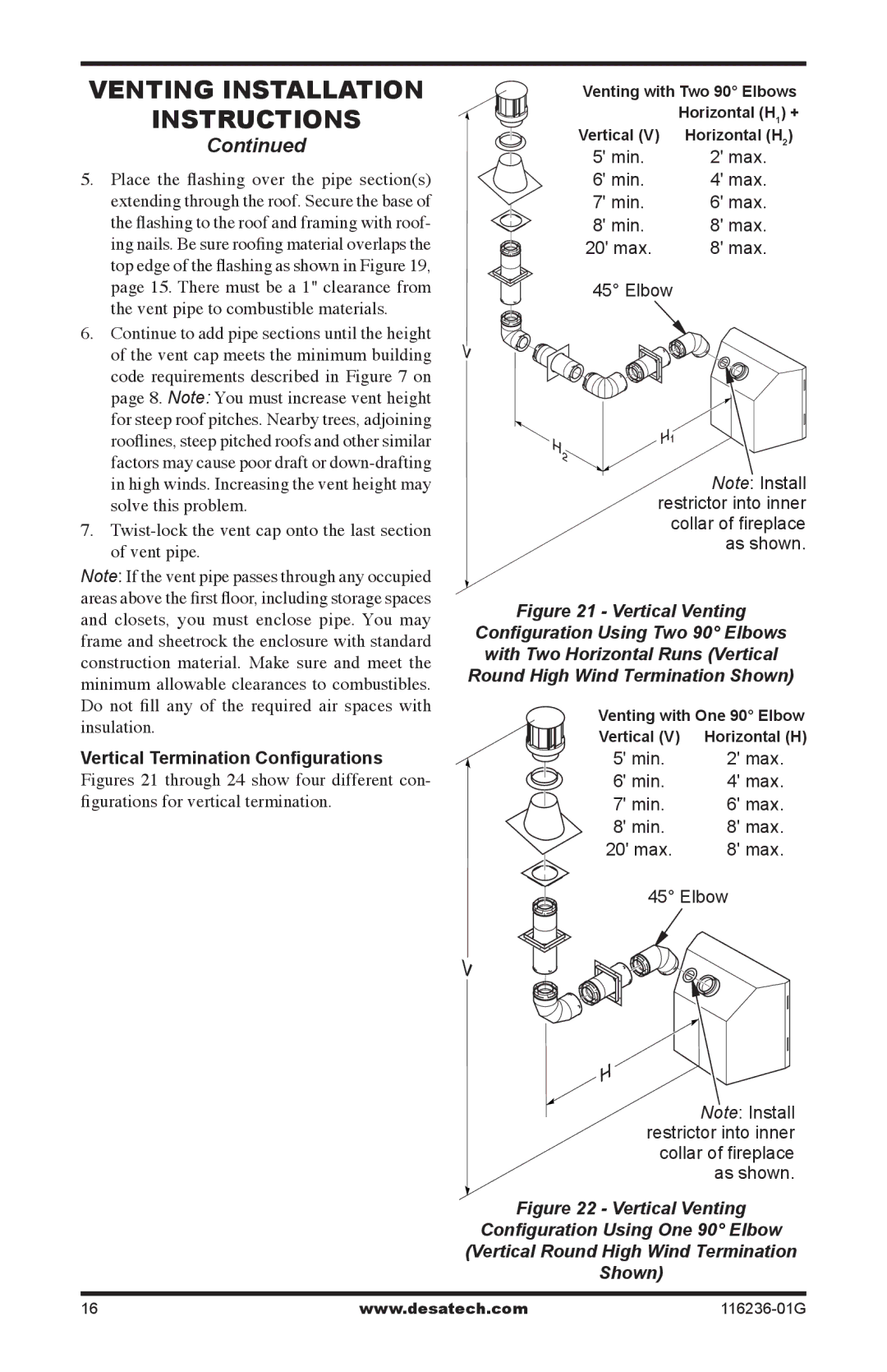 Desa CGCDV42PR, CGCDV42NR, (V)VC42P installation manual Twist-lock the vent cap onto the last section of vent pipe 