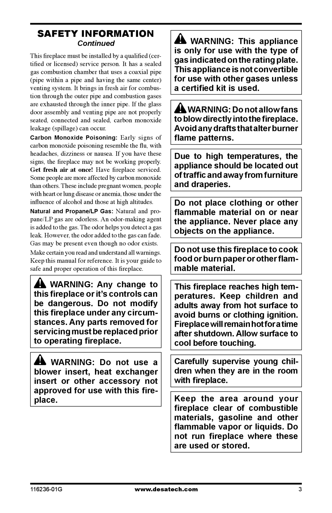 Desa CGCDV42NR, CGCDV42PR, (V)VC42P installation manual Safety Information 