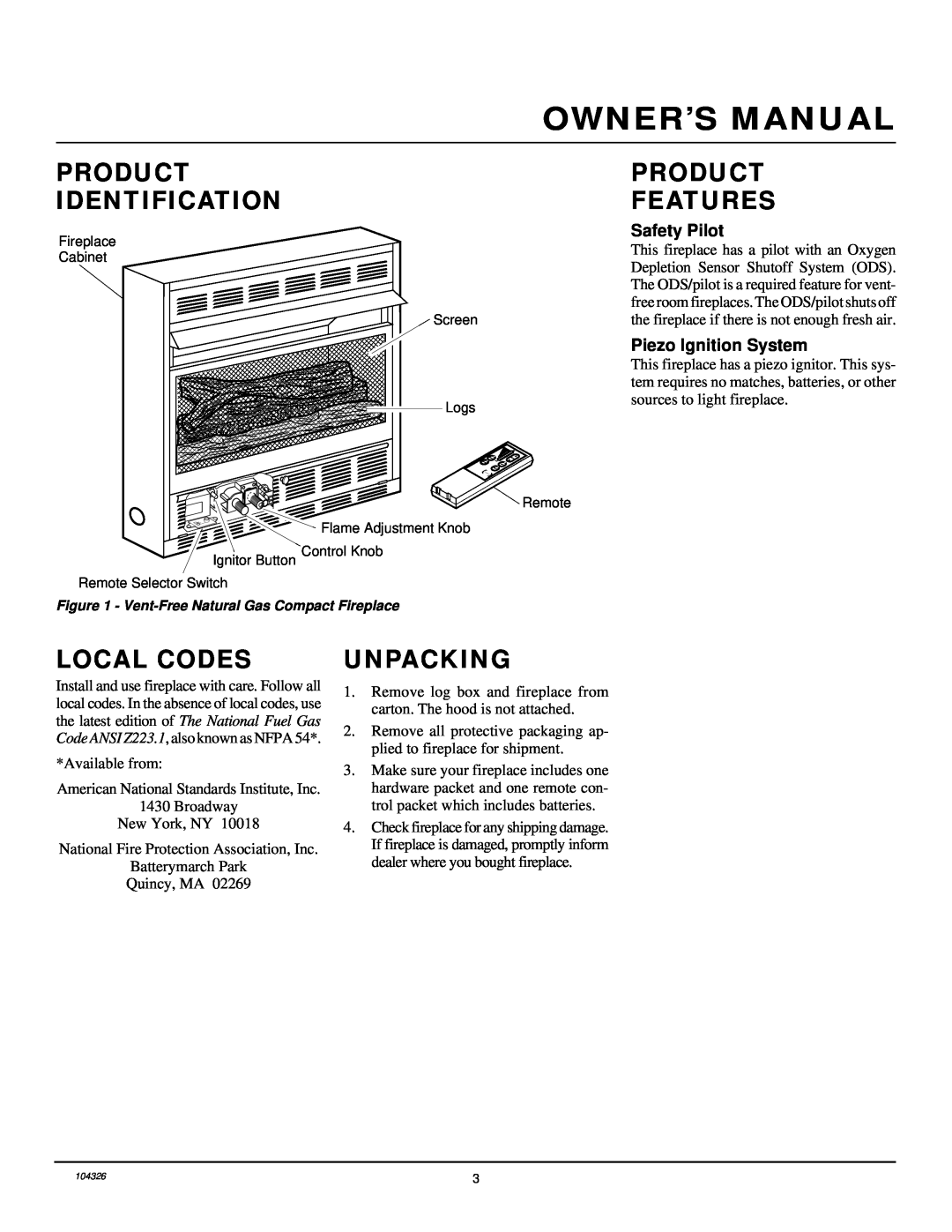 Desa CGCF26NR installation manual Product Identification, Product Features, Local Codes, Unpacking 