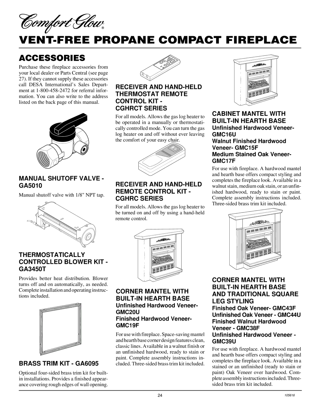 Desa CGCF26PRA installation manual Accessories 