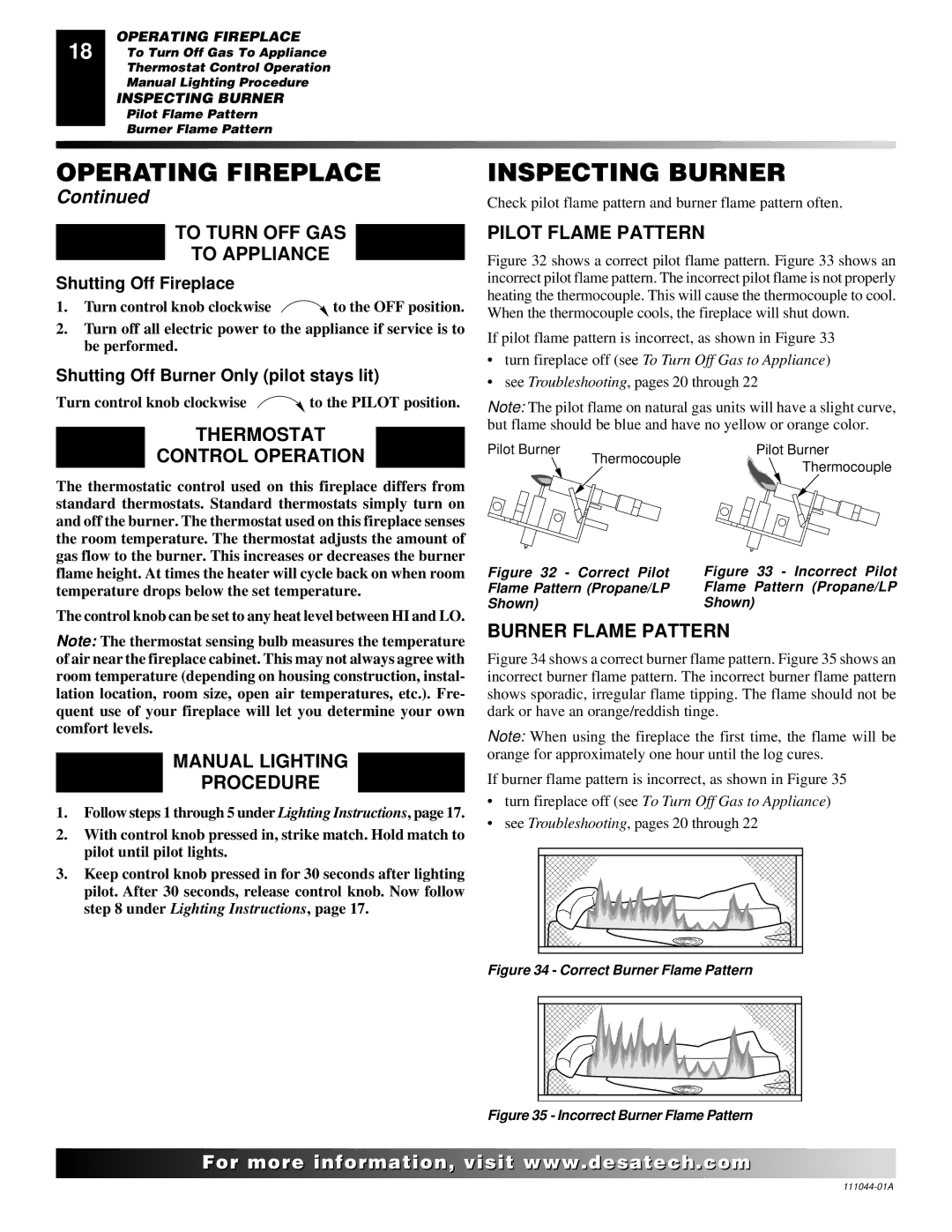 Desa CGCF26TN installation manual Inspecting Burner 