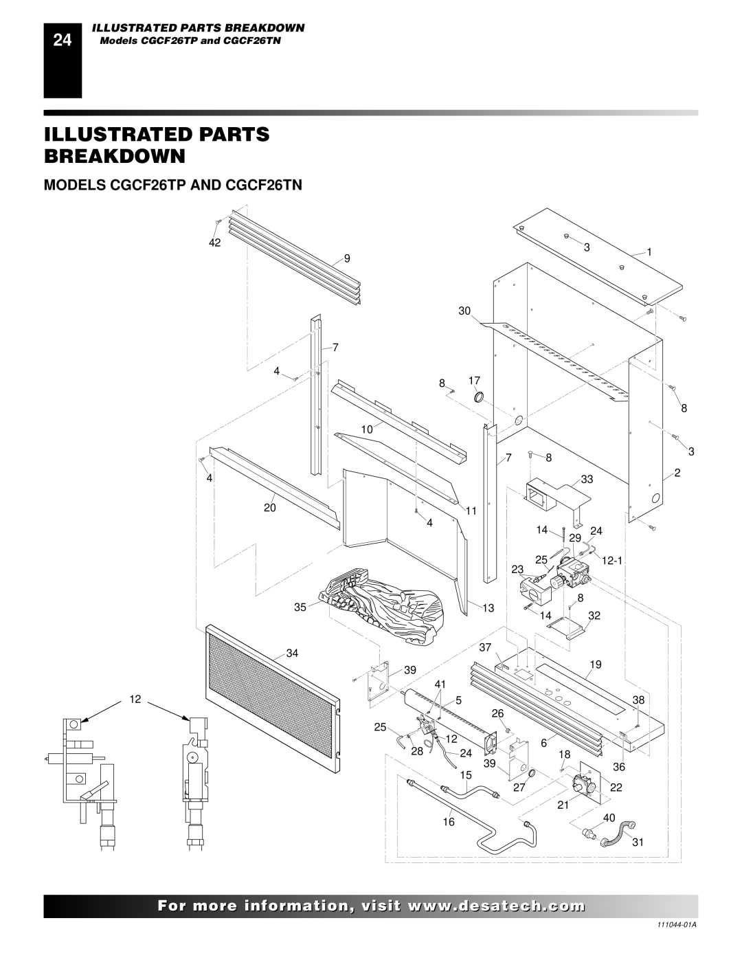 Desa installation manual Illustrated Parts Breakdown, Models CGCF26TP and CGCF26TN 