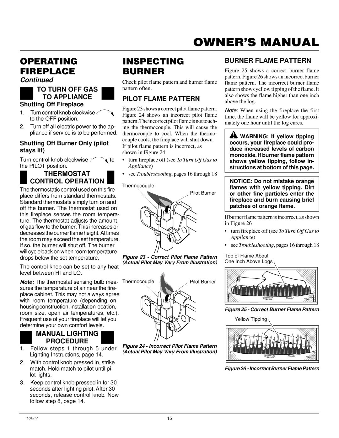 Desa CGCF26TNA installation manual Inspecting Burner 