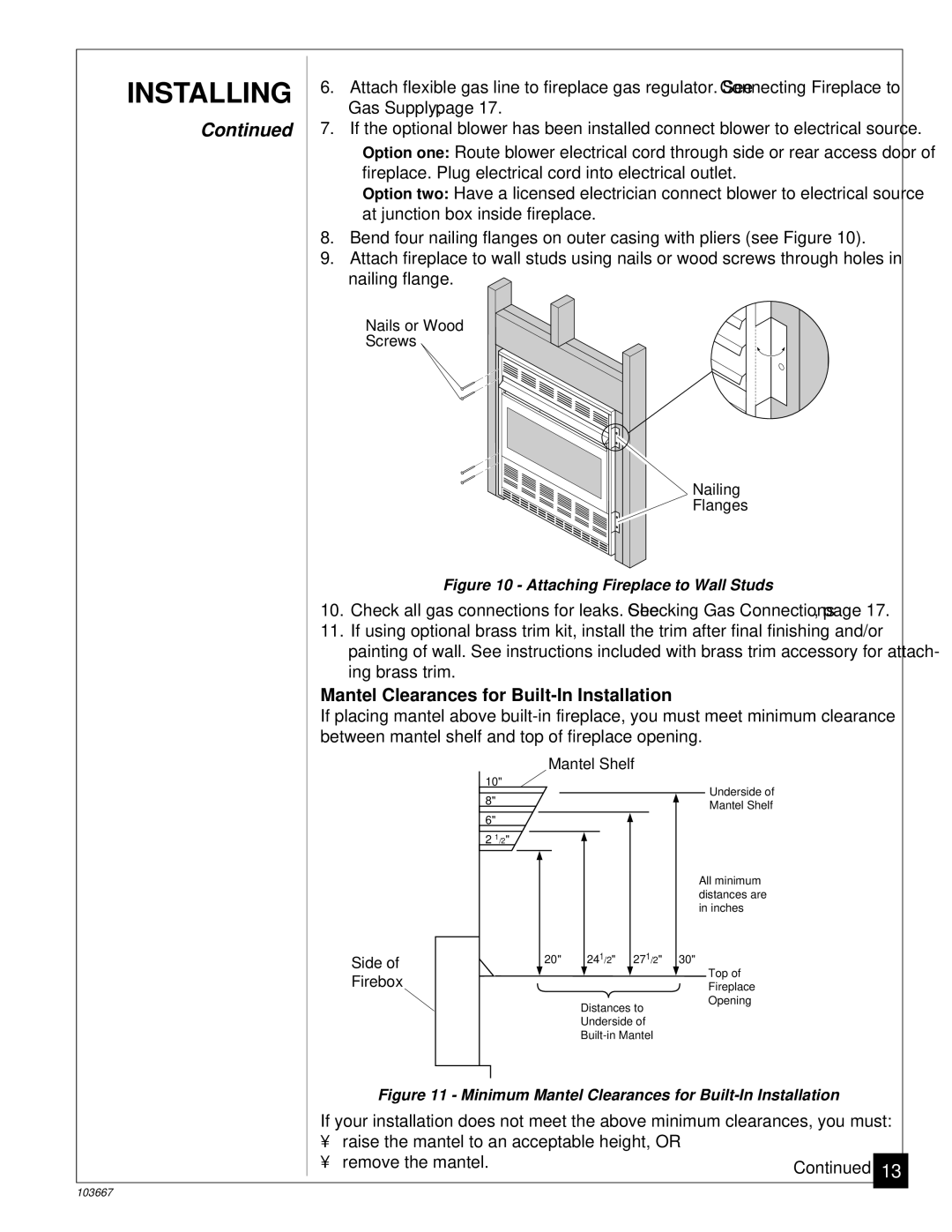 Desa CGCF26TP installation manual Mantel Clearances for Built-In Installation, Side Firebox Mantel Shelf 