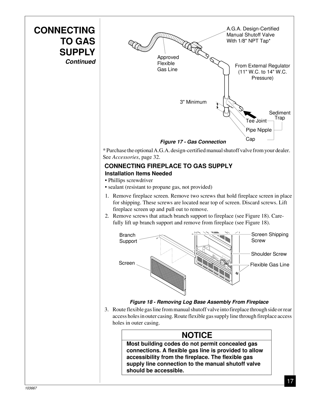 Desa CGCF26TP installation manual Connecting Fireplace to GAS Supply, Installation Items Needed 