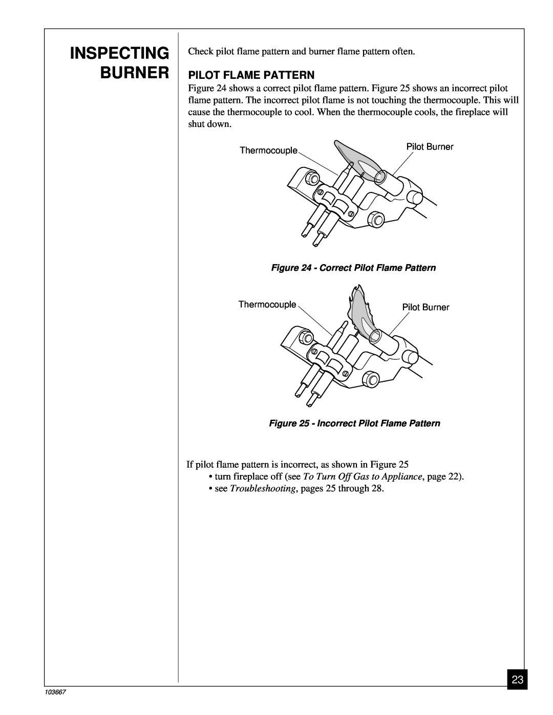 Desa CGCF26TP installation manual Inspecting Burner, Pilot Flame Pattern 