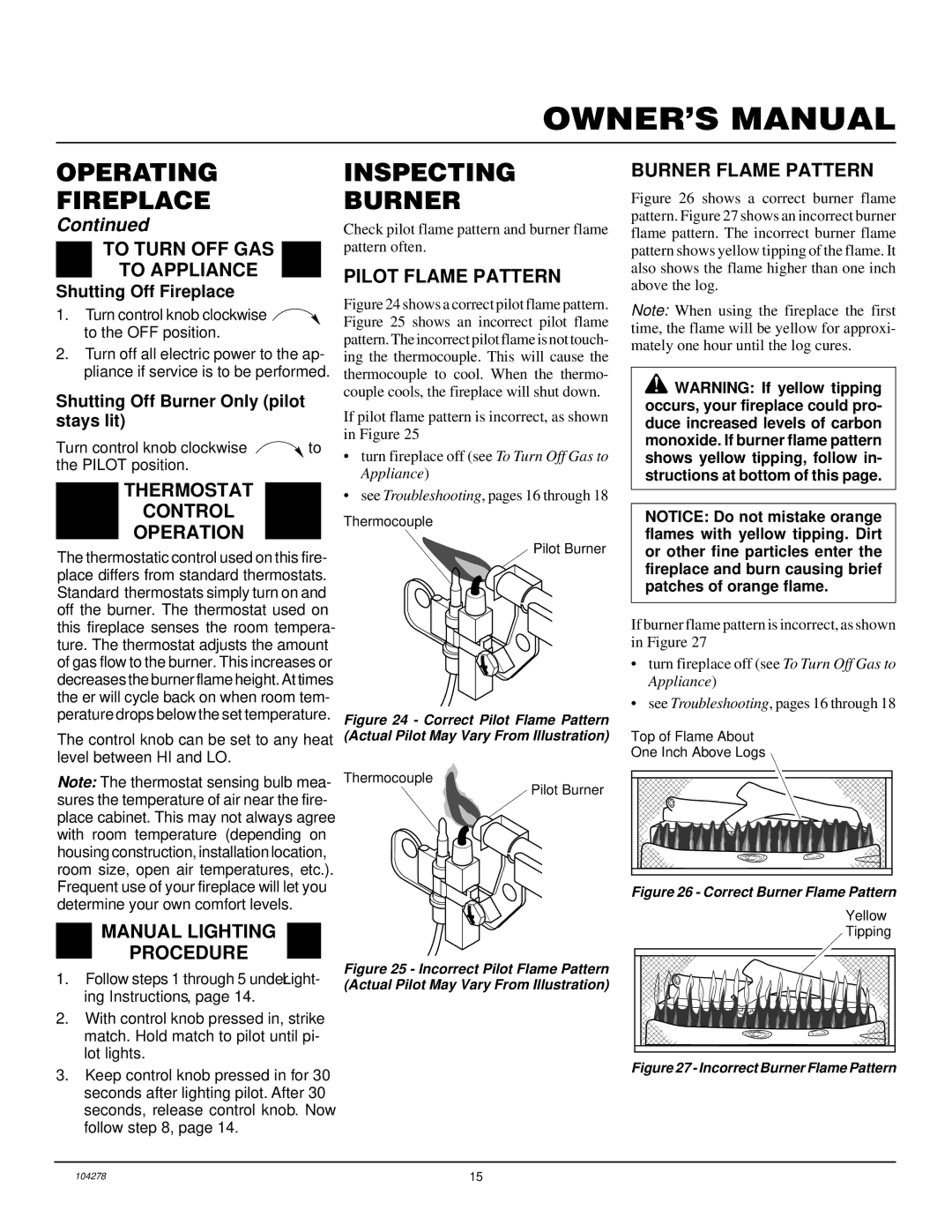 Desa CGCF26TPA installation manual Inspecting Burner 