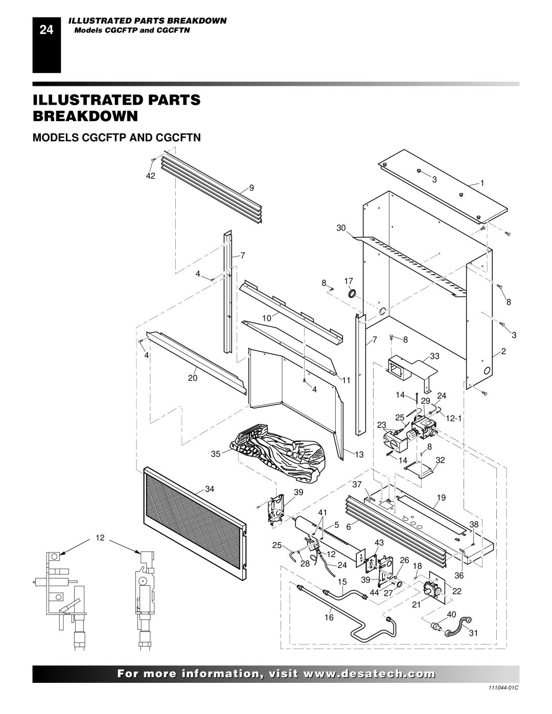 Desa CGCFTP CGCFTN installation manual Illustrated Parts Breakdown, Models Cgcftp and Cgcftn 