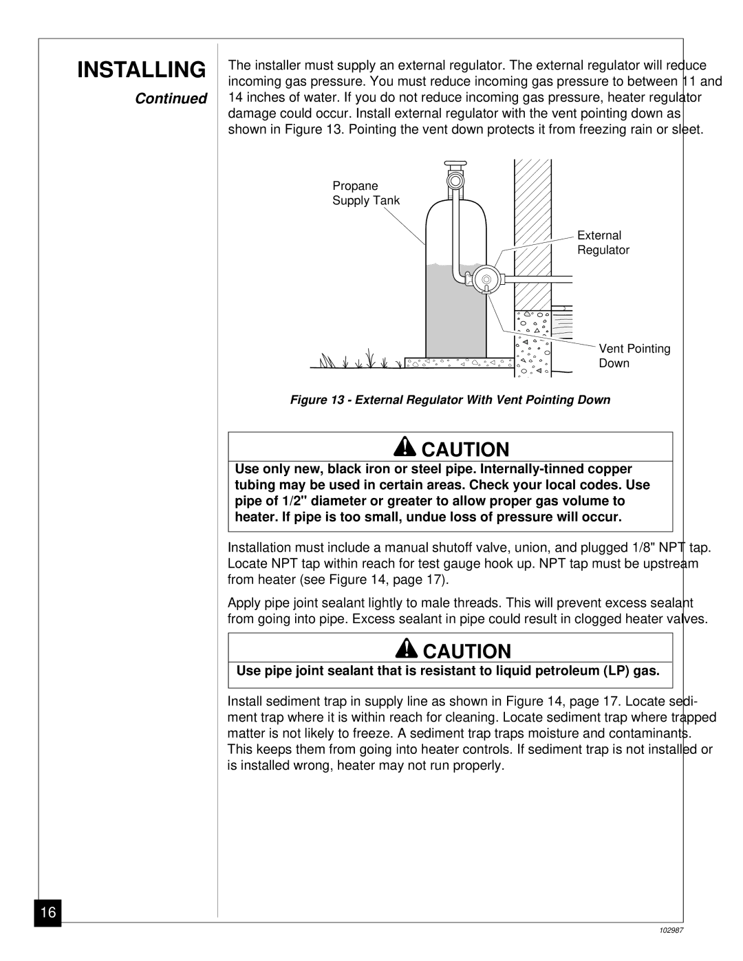 Desa CGD3018P installation manual External Regulator With Vent Pointing Down 