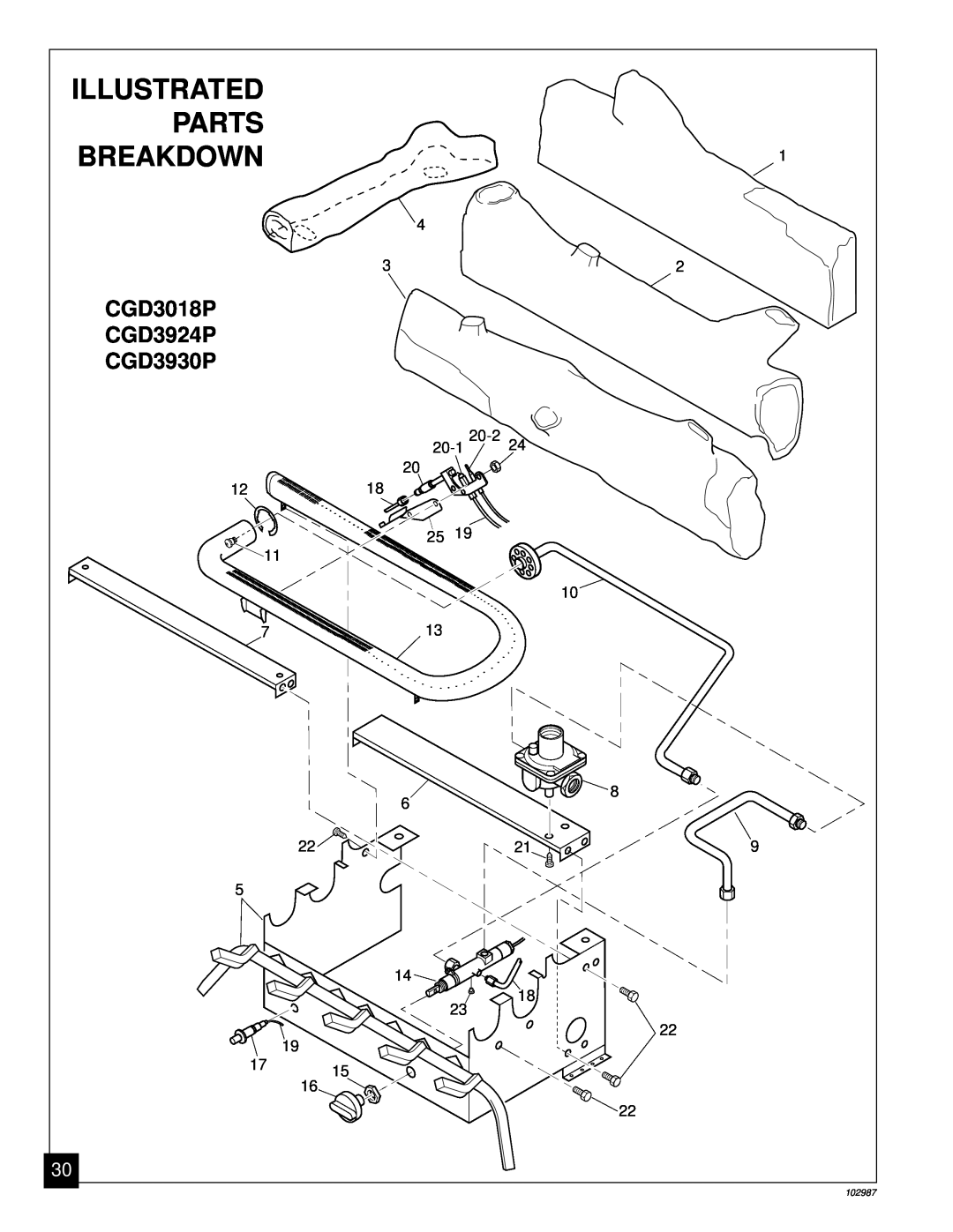 Desa CGD3018P installation manual Illustrated, Parts, Breakdown, CGD3924P, CGD3930P 