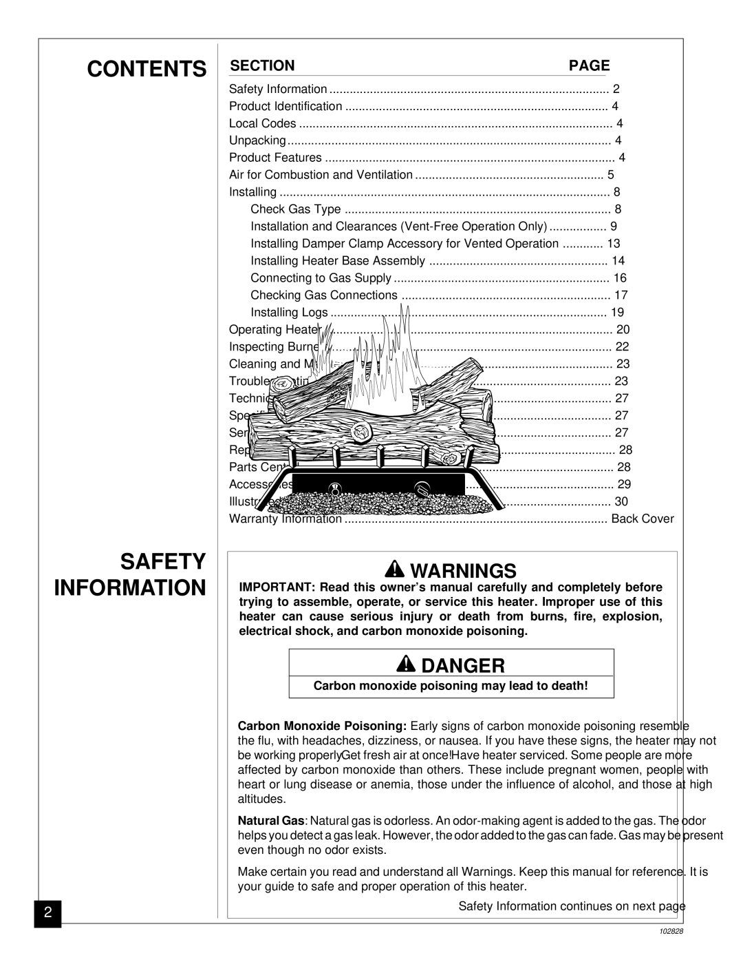 Desa CGD3924N installation manual Contents Safety Information 