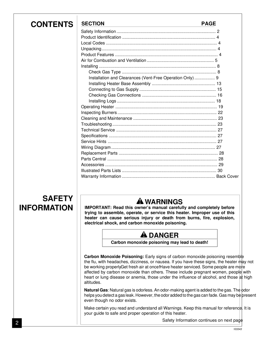 Desa CGD3924NR installation manual Contents Safety Information 