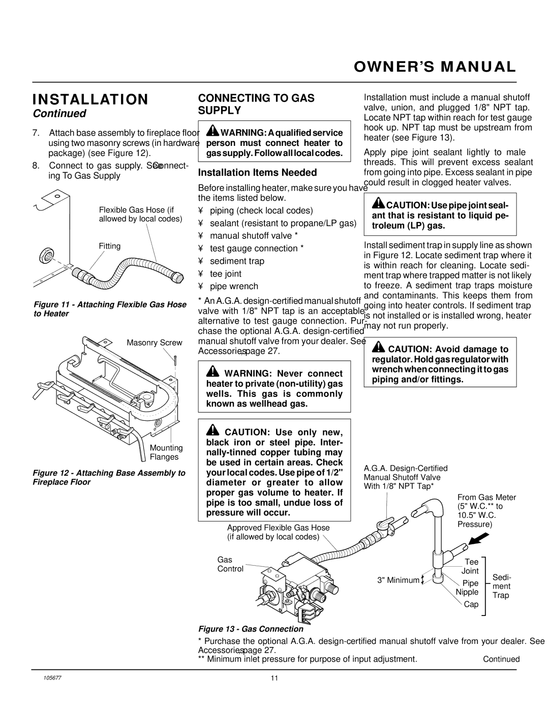 Desa CGB3930NRA, CGD3924NRA, CGB3924NRA installation manual Connecting to GAS Supply, Attaching Flexible Gas Hose to Heater 