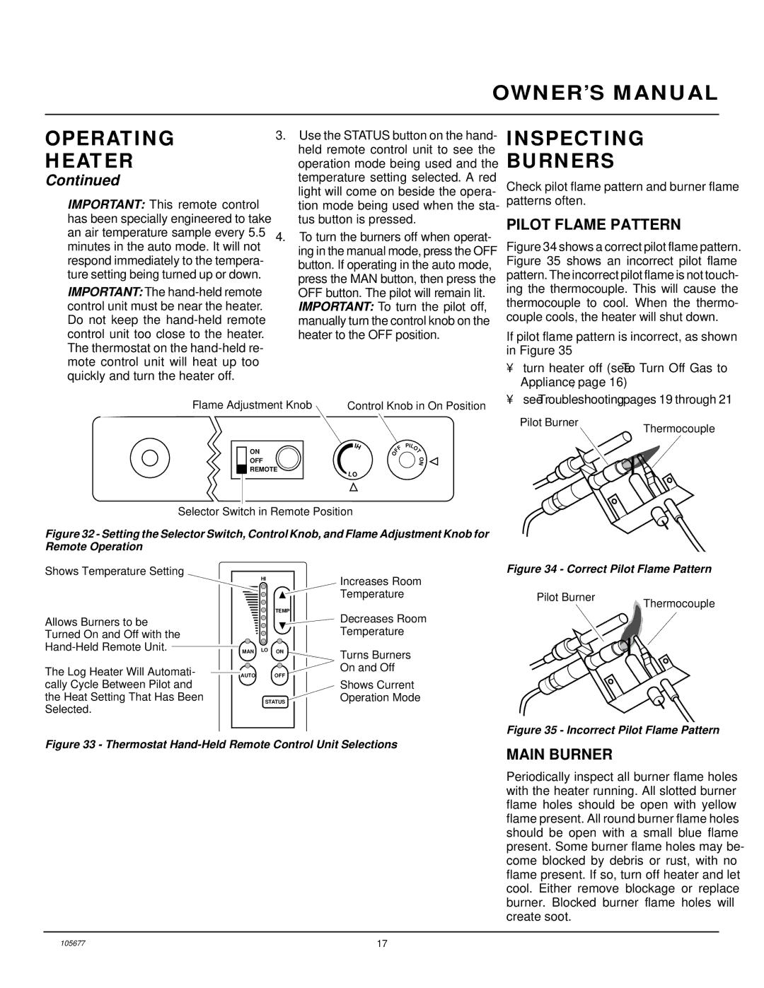 Desa CGB3930NRA, CGD3924NRA, CGB3924NRA installation manual Inspecting Burners, Pilot Flame Pattern, Main Burner 