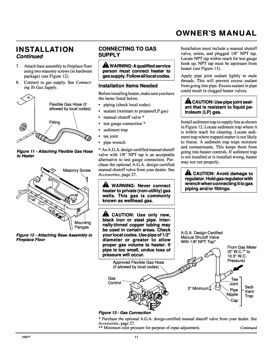 Desa CGB3930NRA, CGD3924NRA, CGB3924NRA installation manual Connecting To Gas Supply, Installation, Continued 