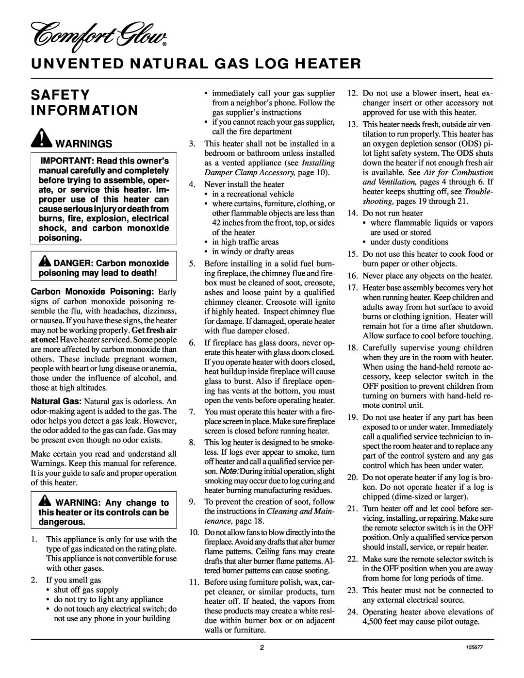 Desa CGB3930NRA, CGD3924NRA, CGB3924NRA installation manual Unvented Natural Gas Log Heater, Safety Information, Warnings 