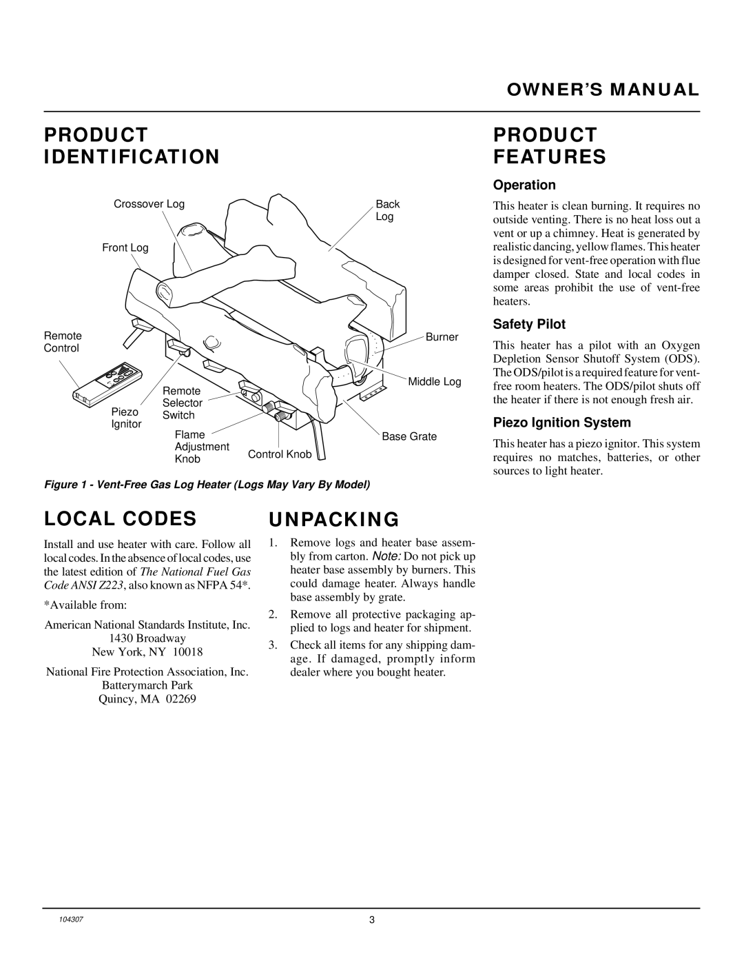 Desa CGD3924PR, CGB3924PR, CGB3930PR installation manual Product Identification, Product Features, Local Codes, Unpacking 