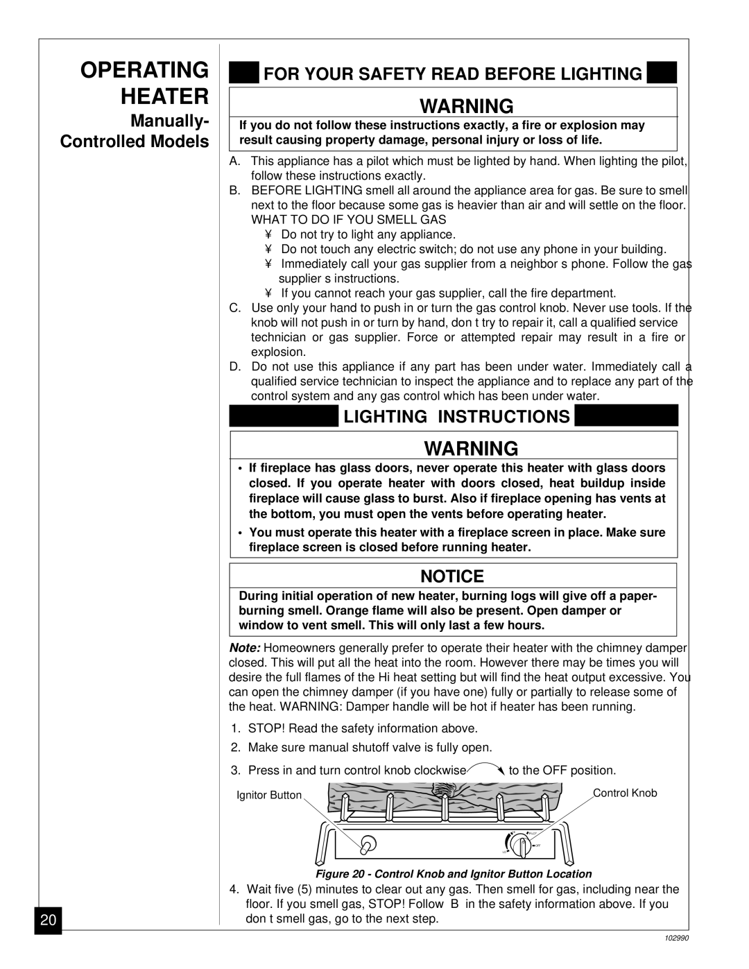 Desa CGD3930N, CGD3018N installation manual Operating Heater, For Your Safety Read Before Lighting 