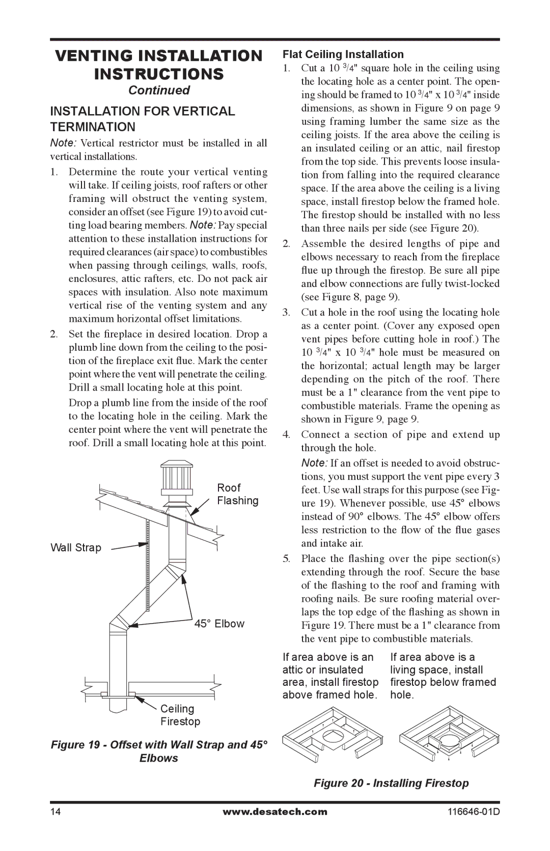 Desa T32p-a SERIES, CGDV32pR, T32N-a SERIES Installation for vertical termination, Flat Ceiling Installation 