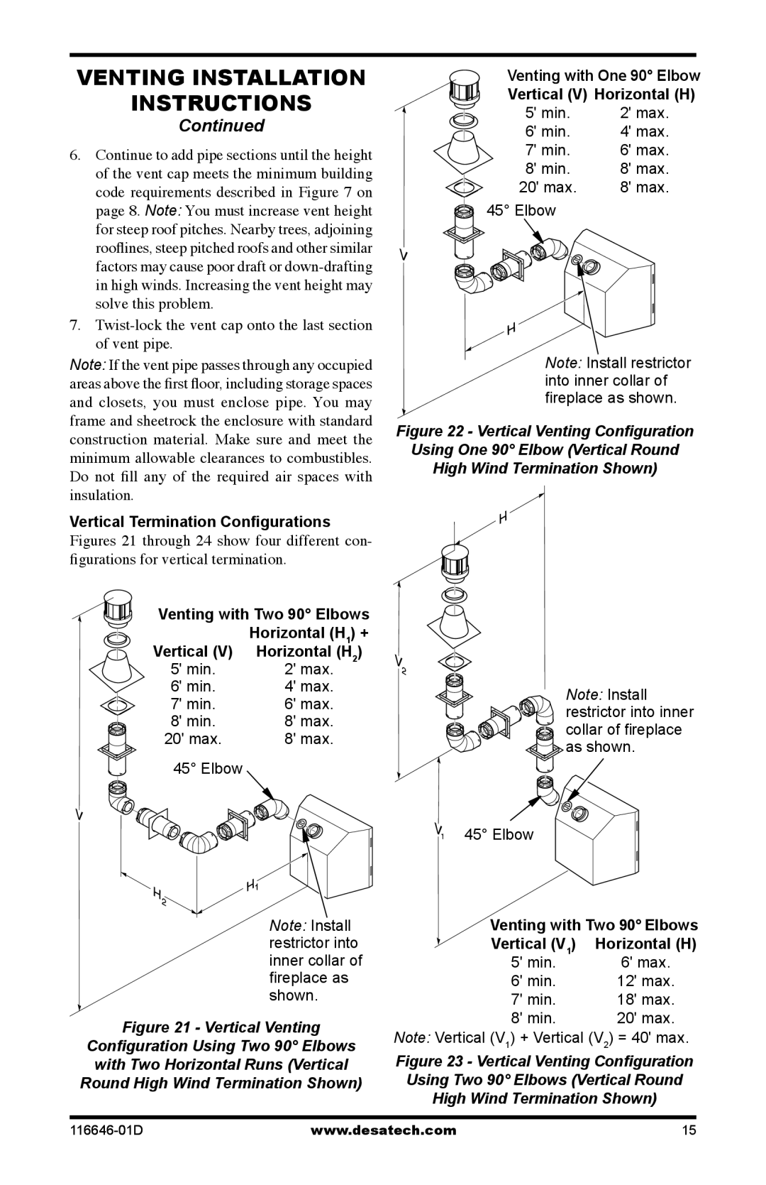 Desa CGDV32pR, T32N-a SERIES, T32p-a SERIES installation manual Twist-lock the vent cap onto the last section of vent pipe 