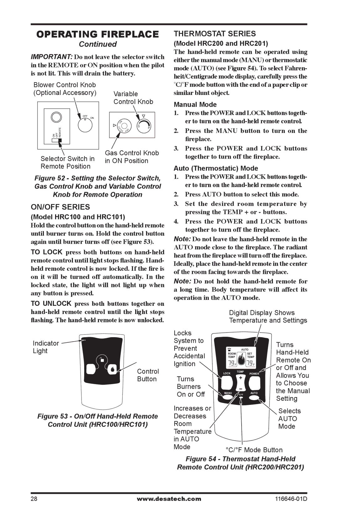 Desa T32N-a SERIES, CGDV32pR, T32p-a SERIES installation manual Thermostat Series, On/Off Series 