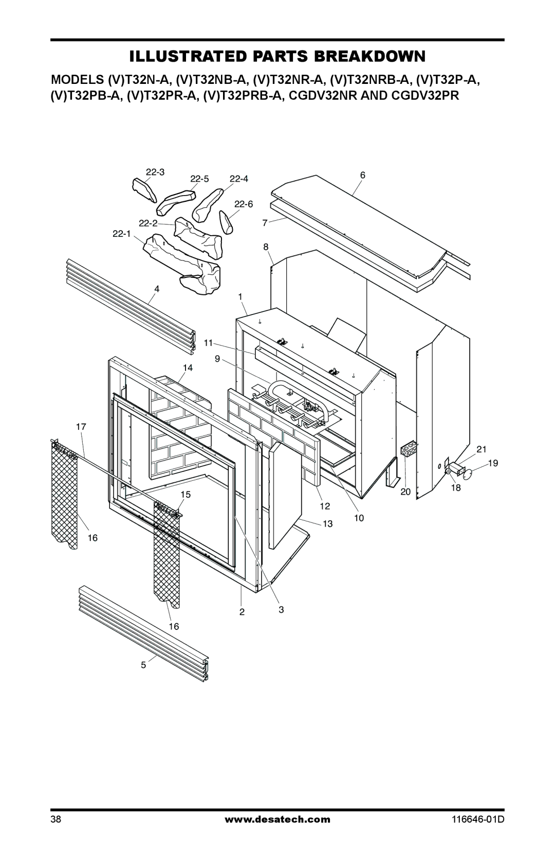 Desa T32p-a SERIES, CGDV32pR, T32N-a SERIES installation manual Illustrated Parts Breakdown 