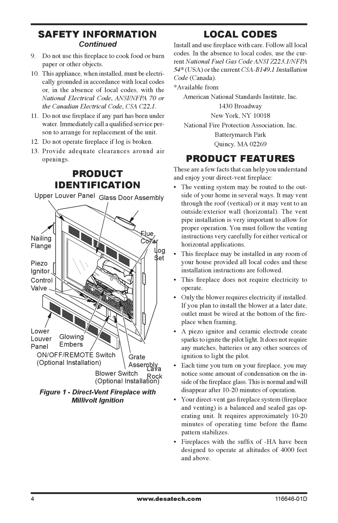 Desa T32N-a SERIES, CGDV32pR, T32p-a SERIES installation manual Product Identification, Local Codes, Product Features 