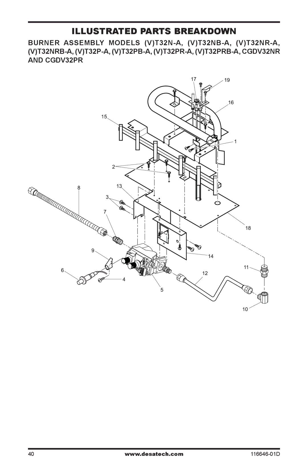 Desa T32N-a SERIES, CGDV32pR, T32p-a SERIES installation manual Illustrated parts breakdown 