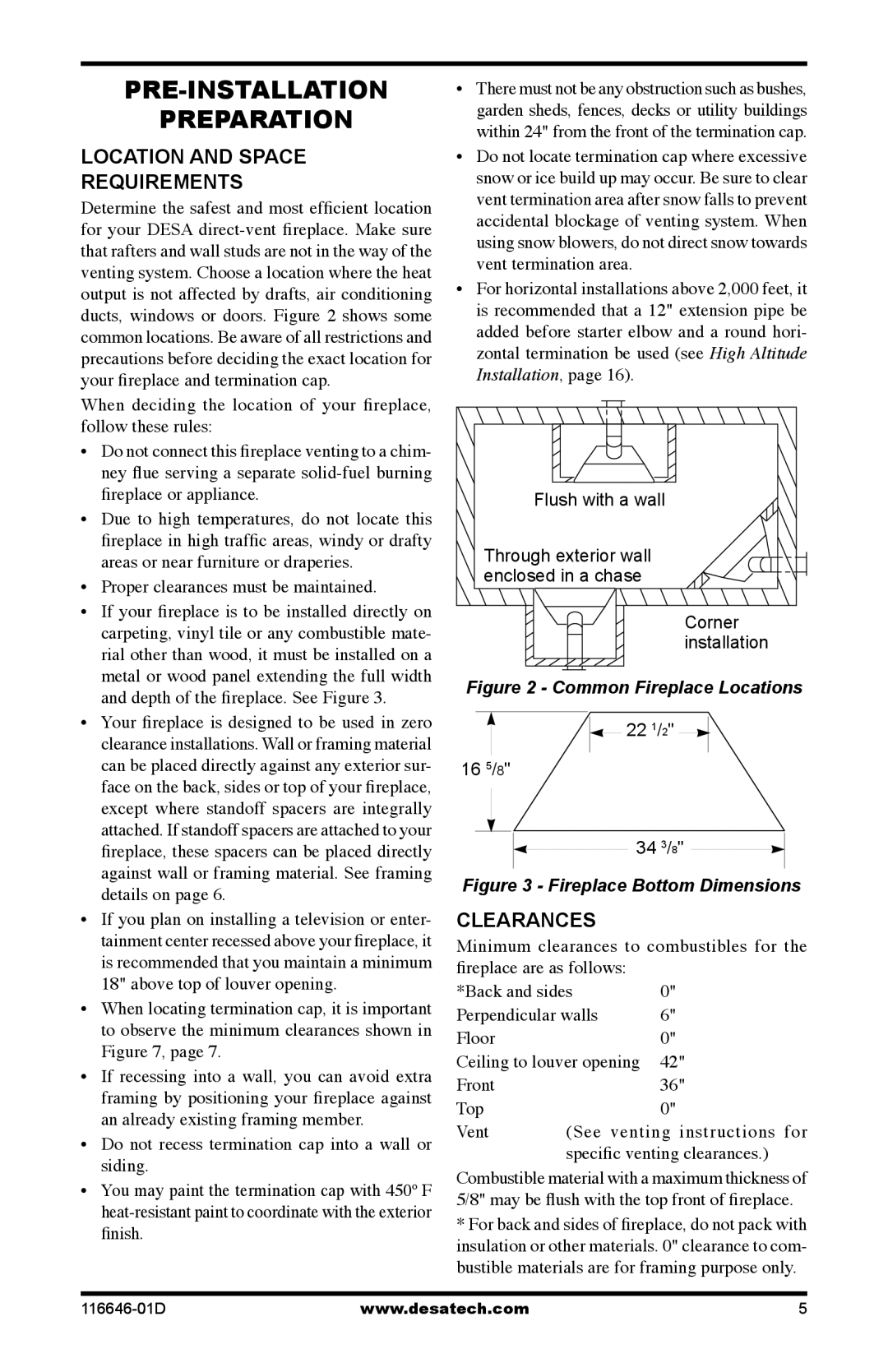 Desa T32p-a SERIES, CGDV32pR, T32N-a SERIES Pre-Installation Preparation, Location and space requirements, Clearances 