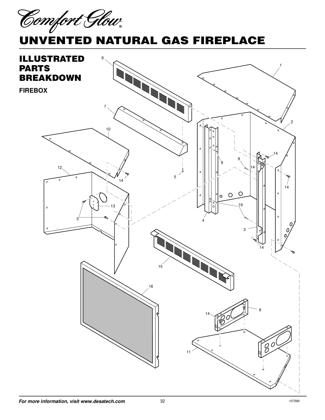 Desa CGEFP33NR installation manual Firebox 