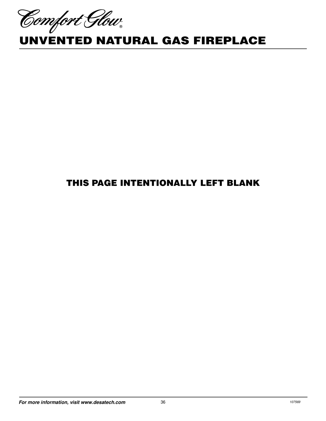 Desa CGEFP33NR installation manual This page Intentionally Left Blank 