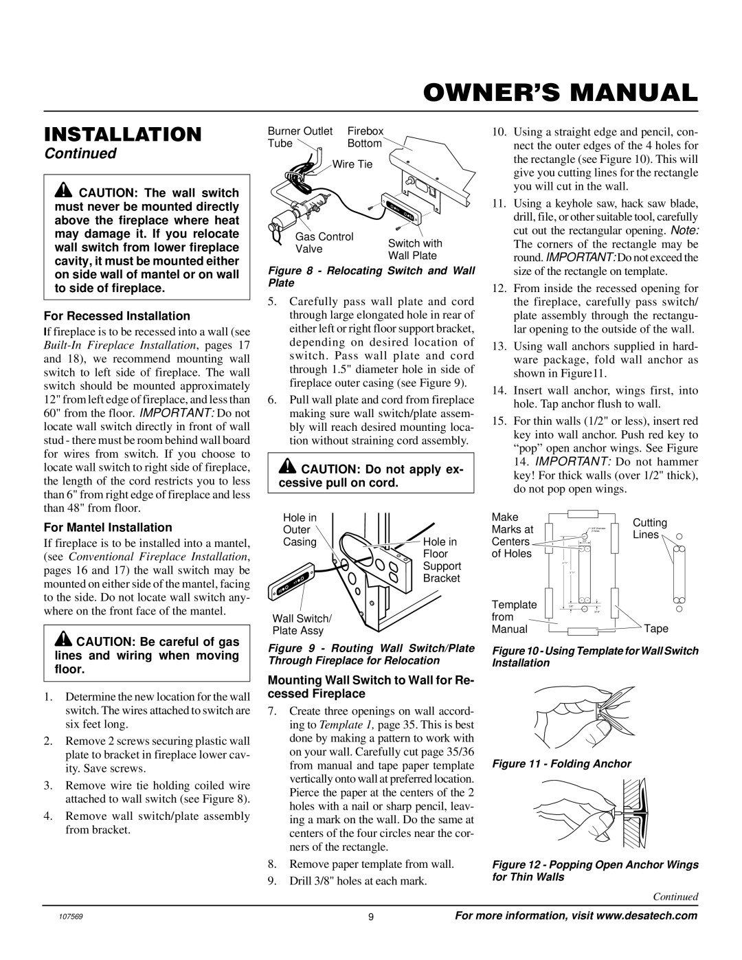 Desa CGEFP33NR installation manual Lines and wiring when moving floor 