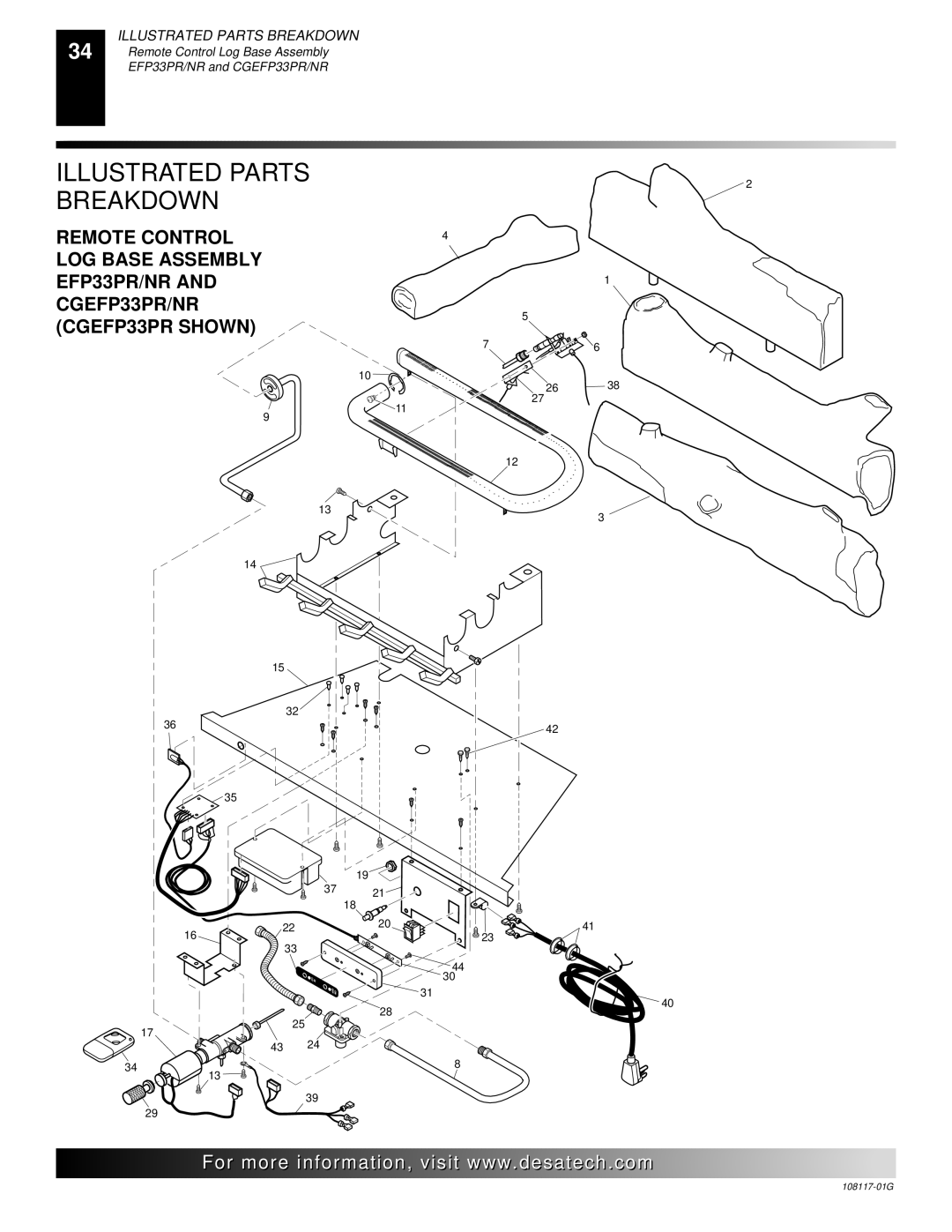 Desa CGEFP33PR, CGEFP33NR, EFP33PR, EFP33NR, VTGF33NR, VTGF33PR installation manual Illustrated Parts Breakdown 