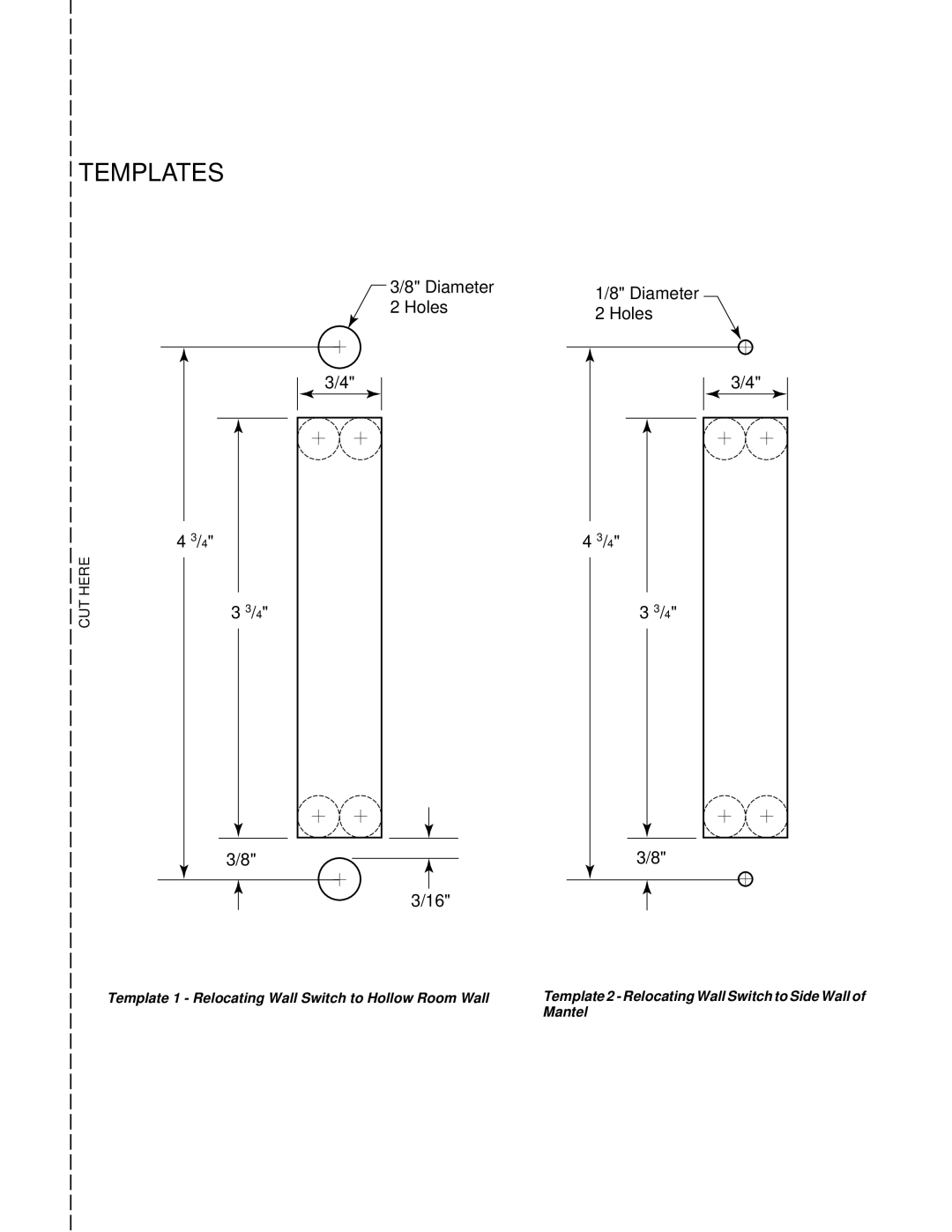 Desa CGEFP33PR, CGEFP33NR, EFP33PR, EFP33NR, VTGF33NR, VTGF33PR installation manual Templates, Diameter Holes 