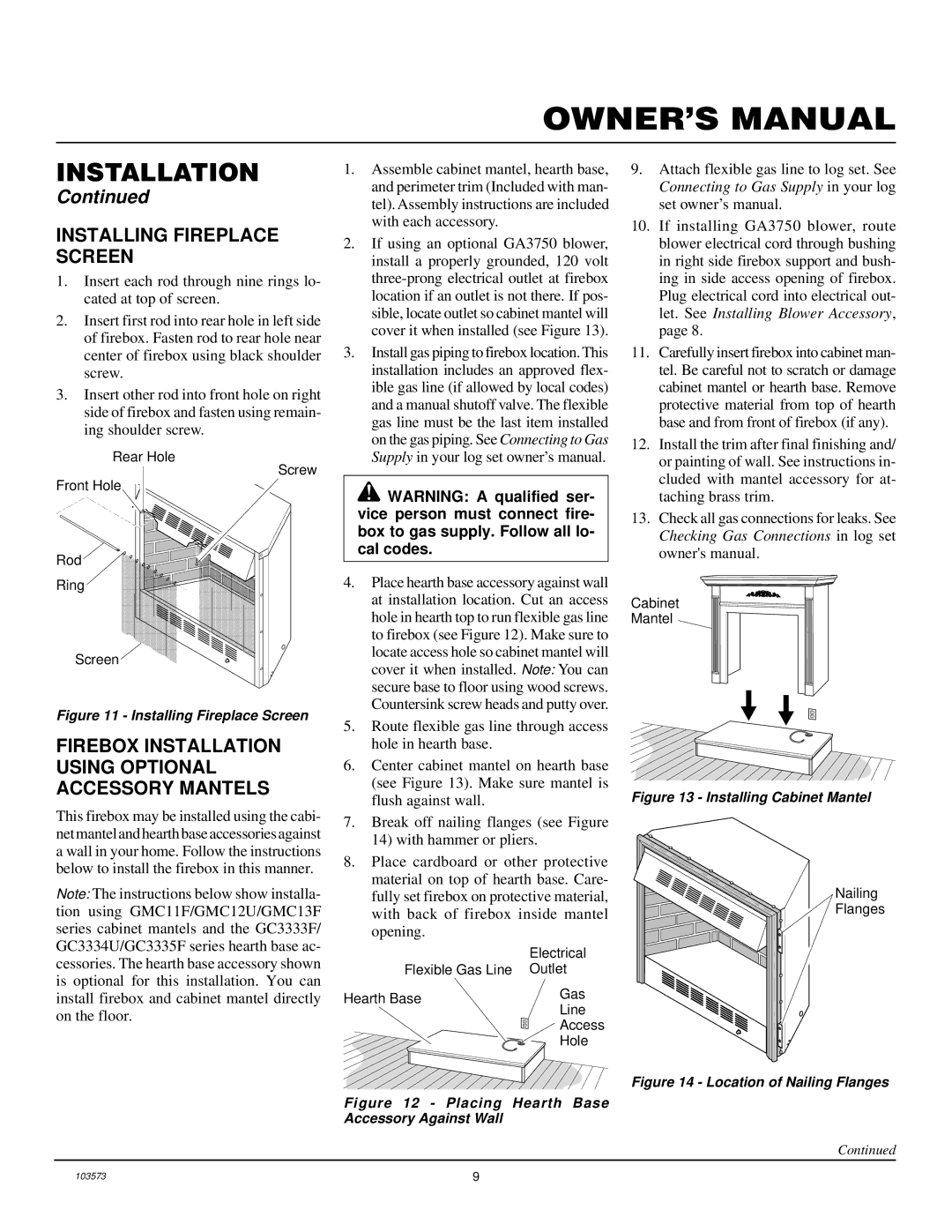 Desa CGFB32C installation manual Installing Fireplace Screen, Firebox Installation Using Optional Accessory Mantels 