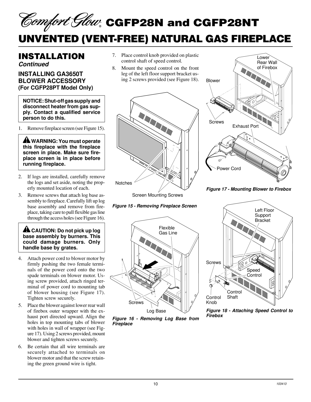 Desa CGFP28NT installation manual For CGFP28PT Model Only, Attaching Speed Control to Firebox 