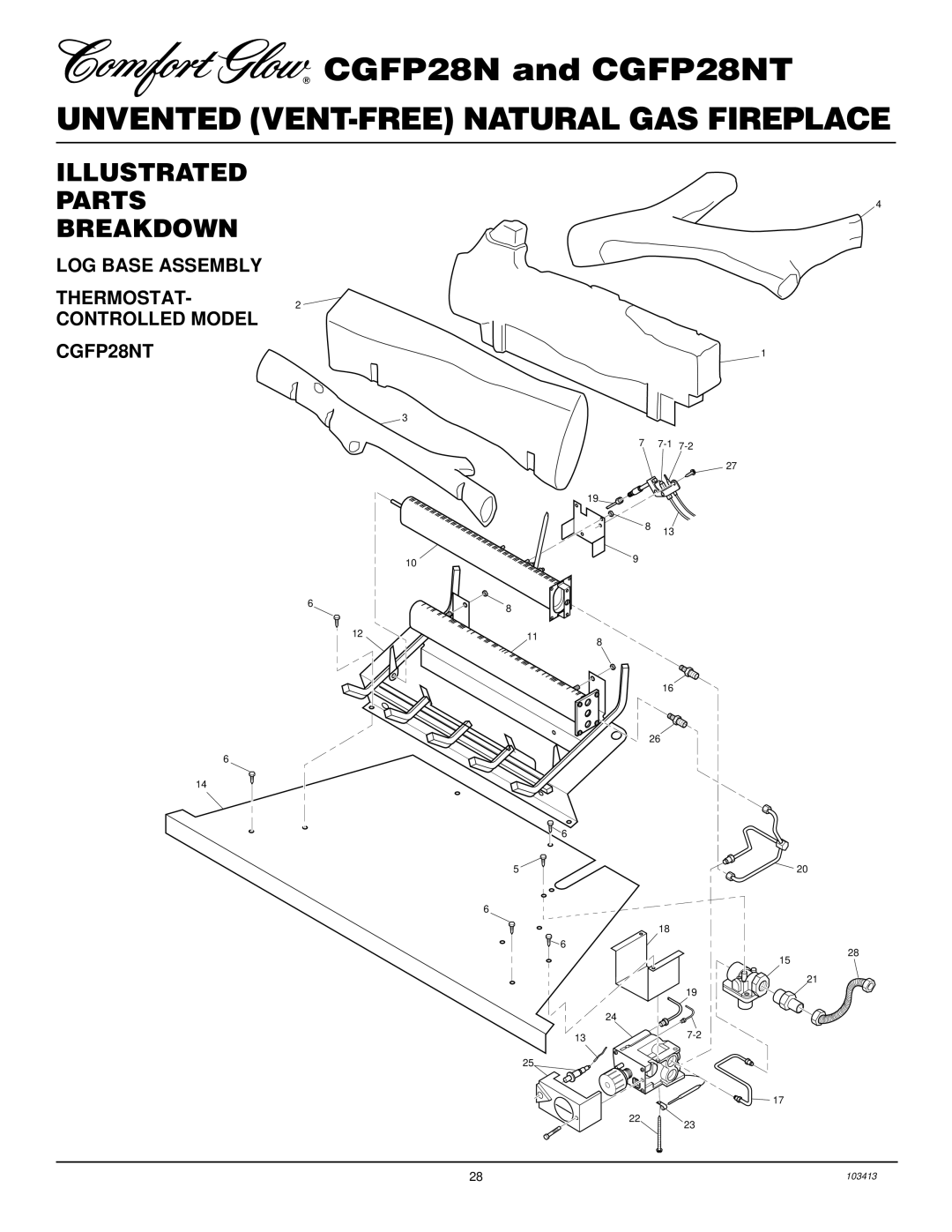 Desa installation manual LOG Base Assembly THERMOSTAT- Controlled Model CGFP28NT 