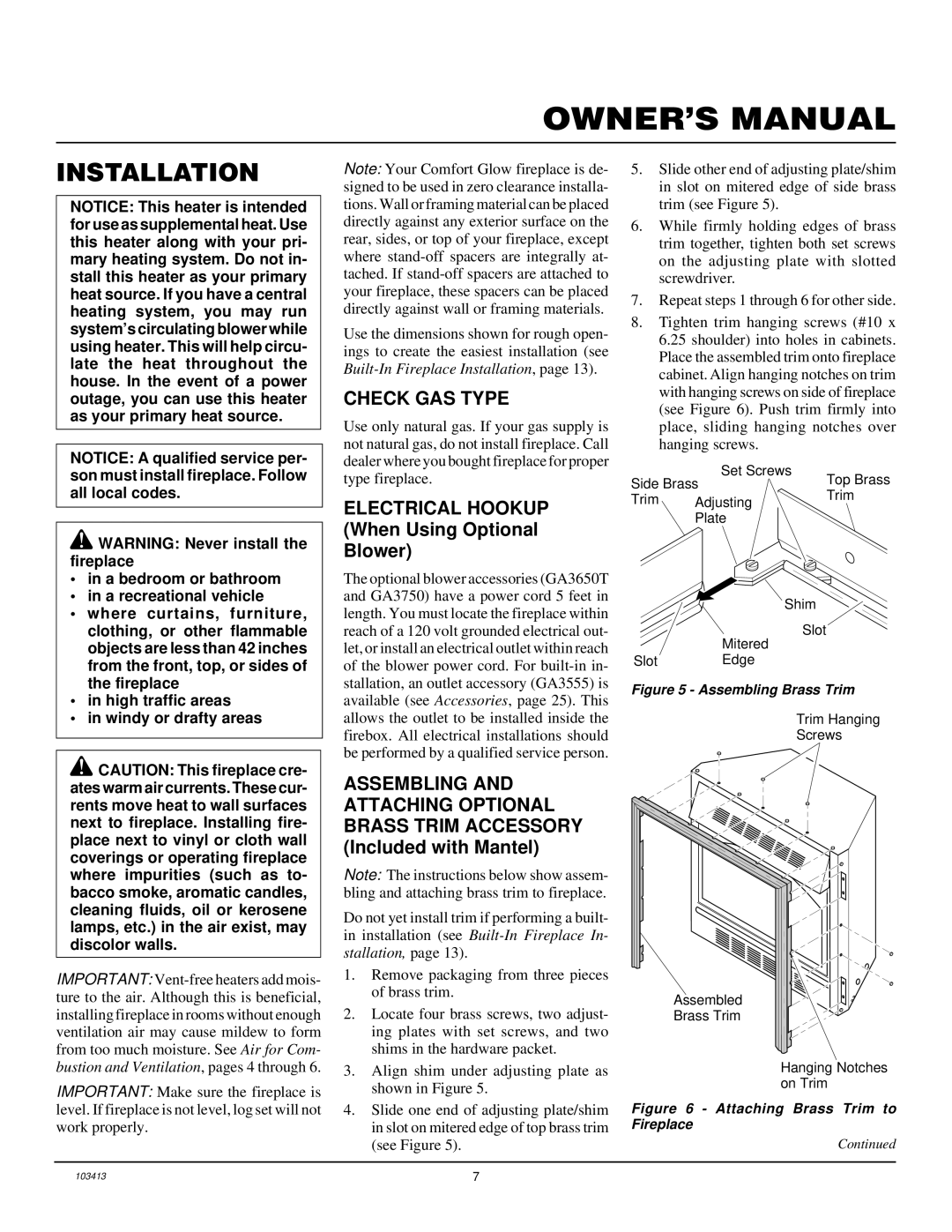 Desa CGFP28NT installation manual Installation, Check GAS Type, Electrical Hookup 