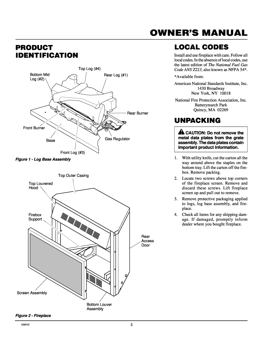 Desa CGFP28NT installation manual Product Identification, Local Codes, Unpacking 