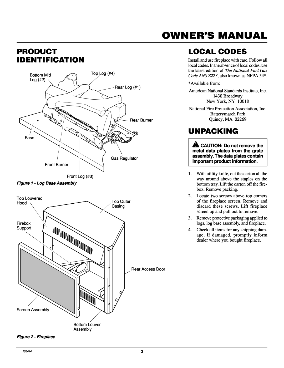 Desa CGFP28PT installation manual Product Identification, Local Codes, Unpacking 