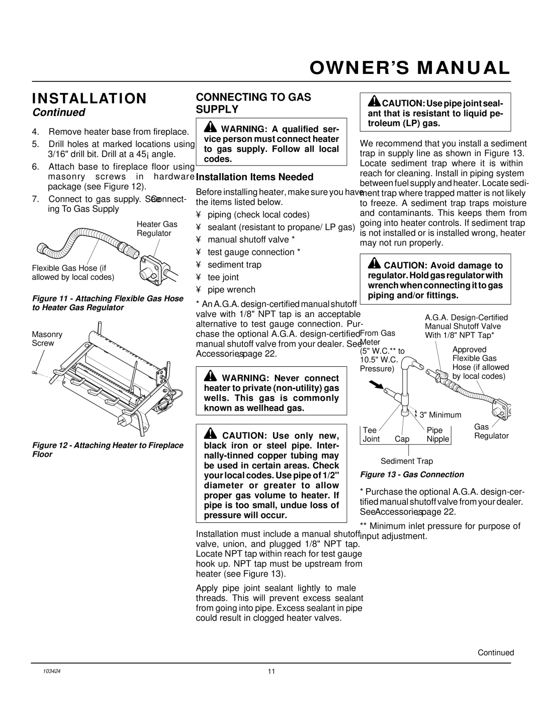 Desa CGG2618N, CGG3630N, CGG3324N(T) installation manual Connecting to GAS Supply, Known as wellhead gas 