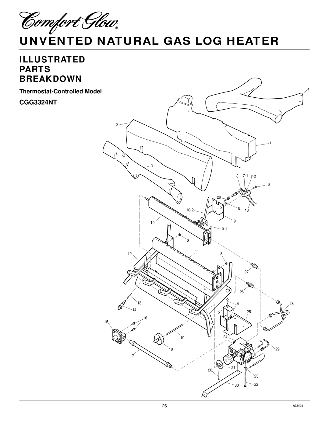 Desa CGG2618N, CGG3630N, CGG3324N(T) installation manual CGG3324NT, Thermostat-Controlled Model 